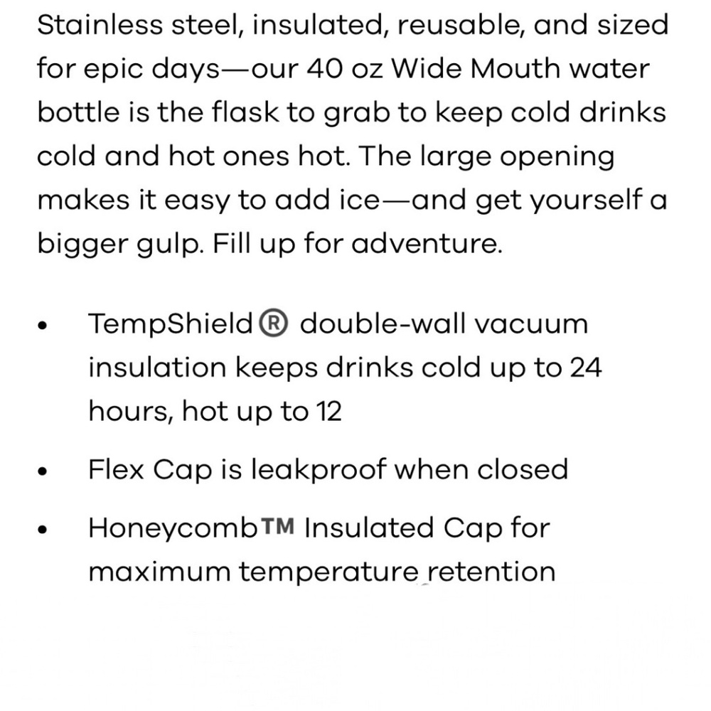 NWT Hydro Flask Wide Mouth 40 oz. Bottle in “Alpine” - Picture 8 of 9